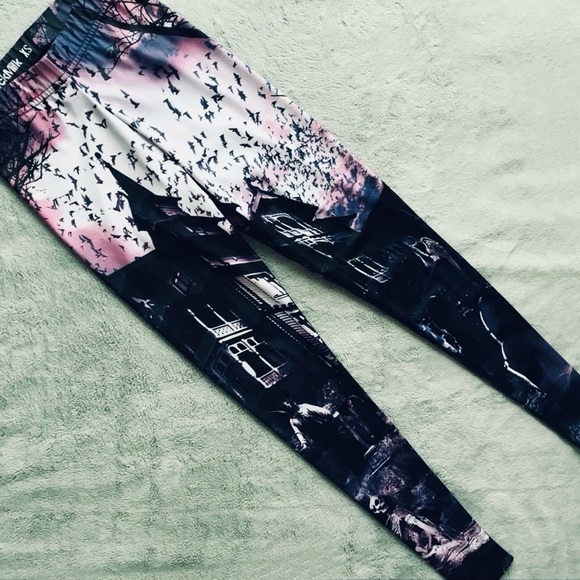 Blackmilk Pants - BlackMilk Haunted House Purple MF Horror Leggings